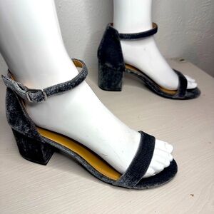 Gray suede shoes with block heels  sz 8.5